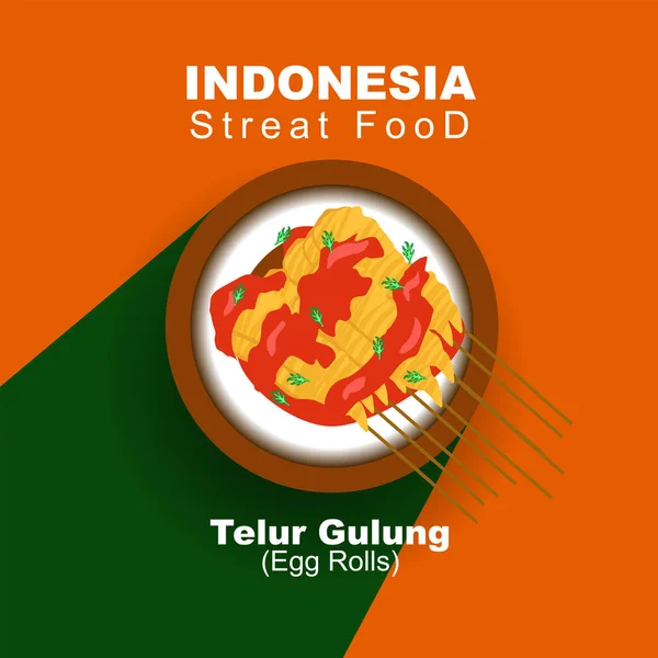 Telur Gulung Lub Sajgonki Indonezyjski Street Food Pikantnym Sosem Azjatycki — Wektor stockowy