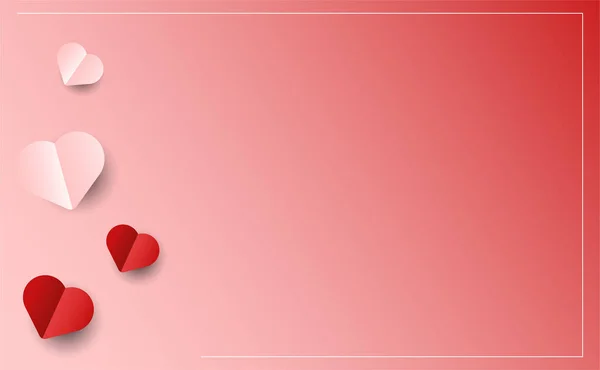 紙の心やハートのシンボルソフトピンク色の特別なバレンタインデーの背景 — ストックベクタ