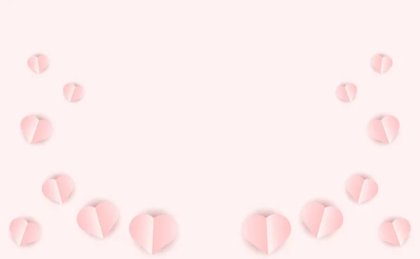 Valentinstag Abstrakten Hintergrund Mit Geschnittenem Papier Herzen Weichen Pastellfarben — Stockvektor