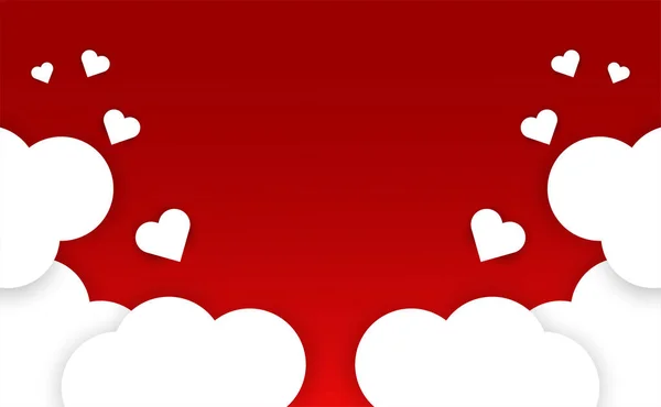 Sevgililer Günü Arkaplanı Kırmızı Beyaz Renkli Kesilmiş Kağıt Kalplerle Soyut — Stok Vektör