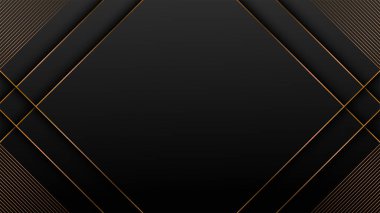 Siyah arka planda altın çizgili lüks arkaplan, soyut tasarım arka plan şablonu
