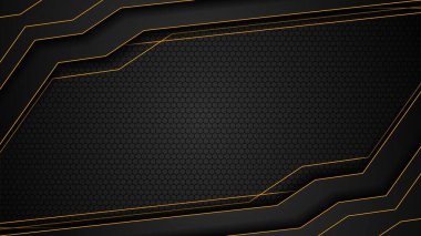 Altın ve siyah renklere sahip lüks fütüristik arka plan, lüks pankart tasarım şablonu