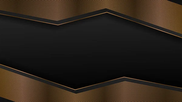 Роскошный Фон Золотыми Полосами Рамка Черном Фоне Абстрактный Шаблон Дизайна — стоковый вектор