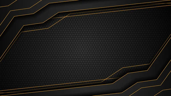 Luxusní Futuristické Pozadí Zlatými Černými Barvami Luxusní Banner Pozadí Design — Stockový vektor