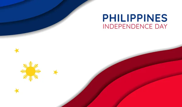 Šťastný Filipínský Den Nezávislosti Pozdrav Banner Design Papírovém Střihu Červen — Stockový vektor