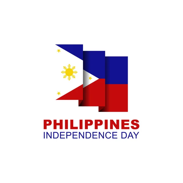 グリーティングカードとポスター幸せなフィリピン独立記念日6月12日 白い背景にフィリピンの旗の装飾 — ストックベクタ