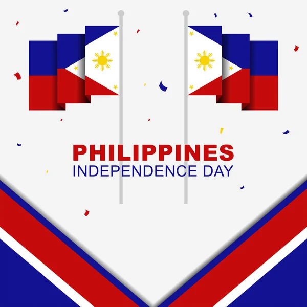 Tarjeta Felicitación Cartel Filipinas Día Independencia Junio Decoración Bandera Filipina — Vector de stock