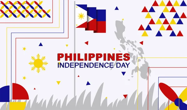 Feliz Día Independencia Filipinas Día Nacional Filipinas Saludo Diseño Pancartas — Vector de stock