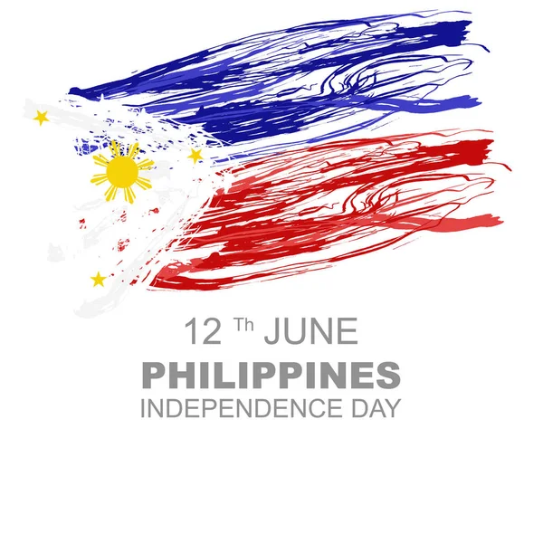 Filipínský Den Nezávislosti Červen Plakát Blahopřání Nátěrem Tvaru Filipínské Vlajky — Stockový vektor