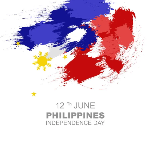 Filipínský Den Nezávislosti Červen Plakát Blahopřání Nátěrem Tvaru Filipínské Vlajky — Stockový vektor