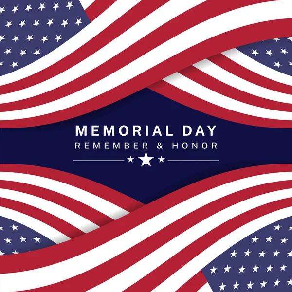 Happy memorial day greeting card with american flag, national holiday. remember and honor