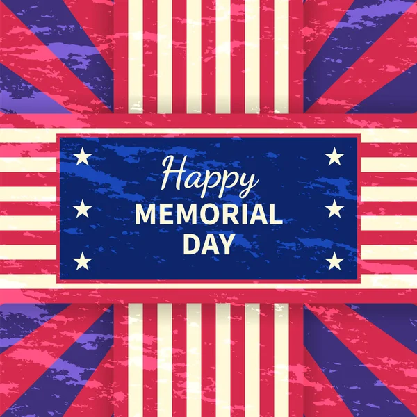 Happy memorial day design greeting card in vintage american style, national holiday greeting design
