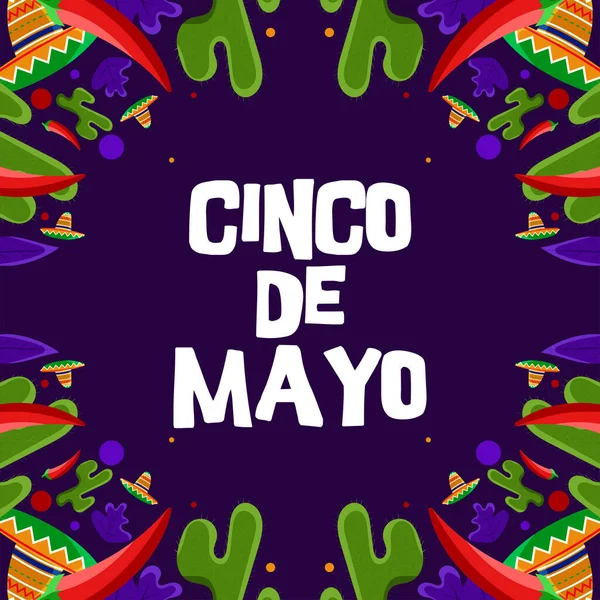 Cinco de Mayo, 5 Mayıs Meksika 'da federal tatil. Fiesta afişi ve poster tasarımı