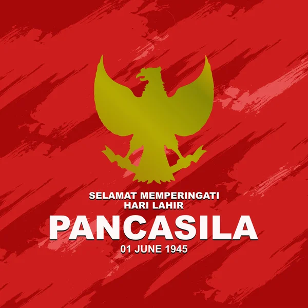 Mutlu Pancasila Günleri Haziran Endonezya Ulusal Bayramı Garudan Dekorasyonlu Karşılama — Stok Vektör