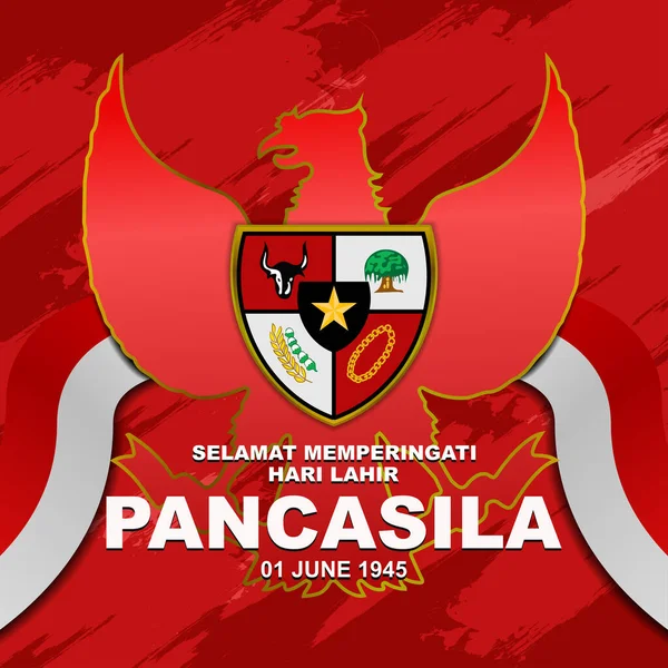 Szczęśliwego Pancasila Dzień Czerwca Indonezyjskie Święto Narodowe Projekt Powitalny Dekoracji — Wektor stockowy