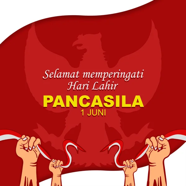 Happy Pancasila Hari Juni Hari Libur Nasional Indonesia Desain Salam - Stok Vektor