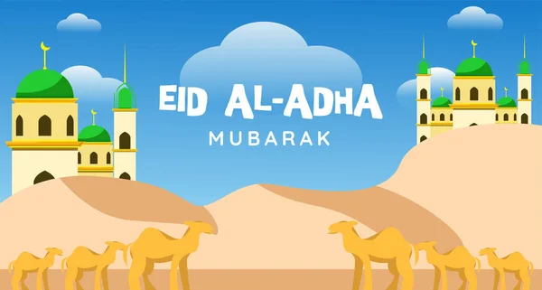 Eid Adha Design Ilustração Plana Eid Adha Saudação Banner Fundo — Vetor de Stock