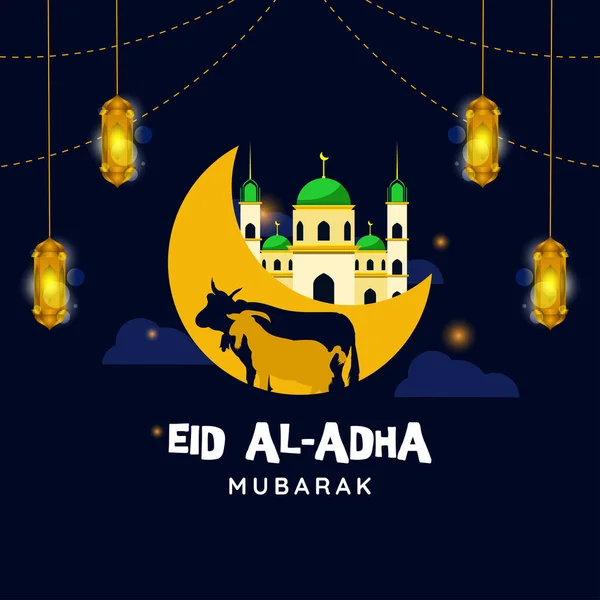 Eid Adha Ilustração Design Banner Eid Adha Cartão Saudação Cartaz — Vetor de Stock