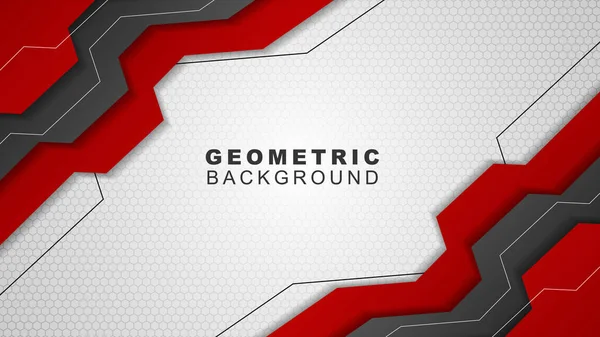 Geometrisk Bakgrund Rött Och Svart Med Hexagon Mönster Stil Bakgrund — Stock vektor