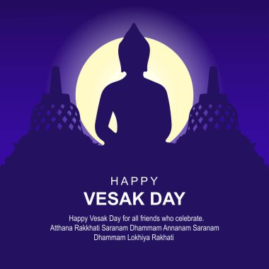 Vesak Günü 'n kutlu olsun. Vesak Günü için tebrik kartı ve poster tasarımı. Vesak Günü Budistler için kutsal bir gündür..