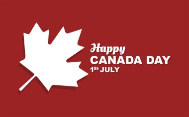 1 Temmuz 'da Kanada' da tebrik kartı ya da afiş tasarımı, akçaağaç yaprağıyla illüstrasyon