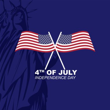 4 Temmuz 'da Amerika' nın bağımsızlık günü kutlu olsun. Bayrak ve özgürlük heykeliyle tasarım illüstrasyonunu selamlıyorum.