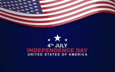 4 Temmuz 'da Amerika' nın bağımsızlık günü kutlu olsun. 3 boyutlu Amerikan bayrağıyla tasarım illüstrasyonunu selamlıyorum.