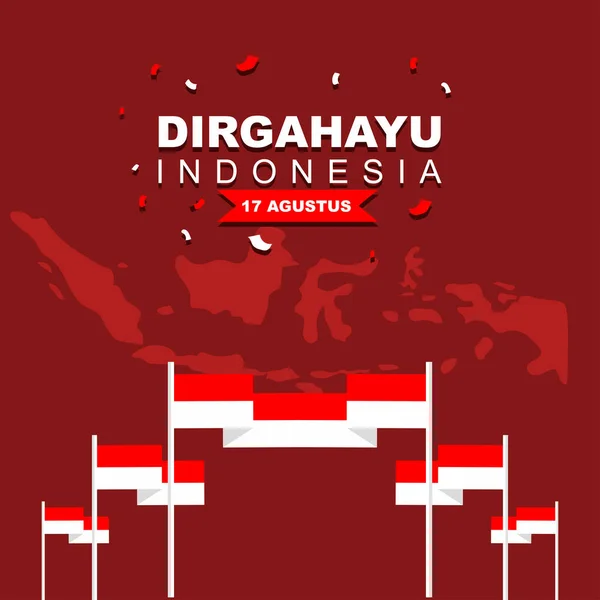 Rancangan Kartu Ucapan Kemerdekaan Indonesia Pada Tanggal Agustus Desain Poster - Stok Vektor