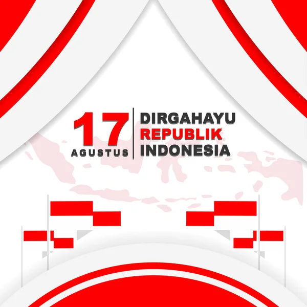 Indonesia Independence Day Greeting Card Design 17Th August Poster Banner — Vector de stock