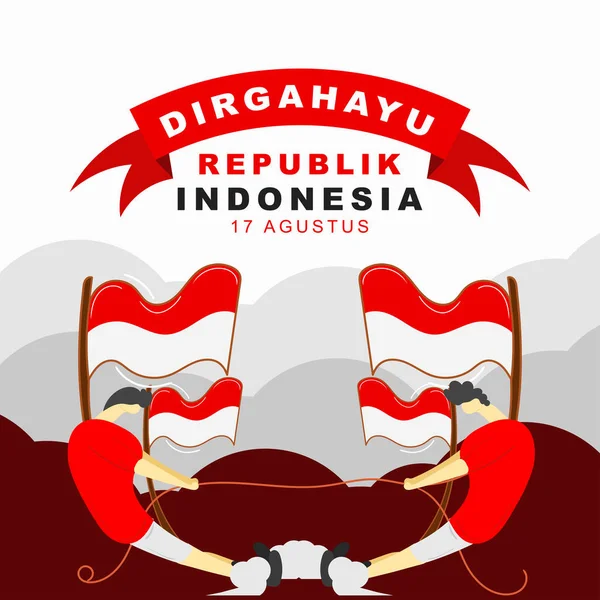 Indonesia Diseño Tarjetas Felicitación Día Independencia Agosto Diseño Ilustración Con — Vector de stock