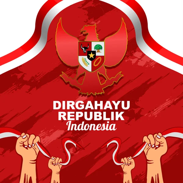 Indonésia Independência Dia Agosto Saudação Design Com Vermelho Branco Bandeira — Vetor de Stock