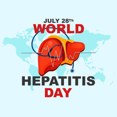 Dünya Hepatit Günü 28 Temmuz, Hepatit Günü için düz illüstrasyon tarzı pankart tasarımı