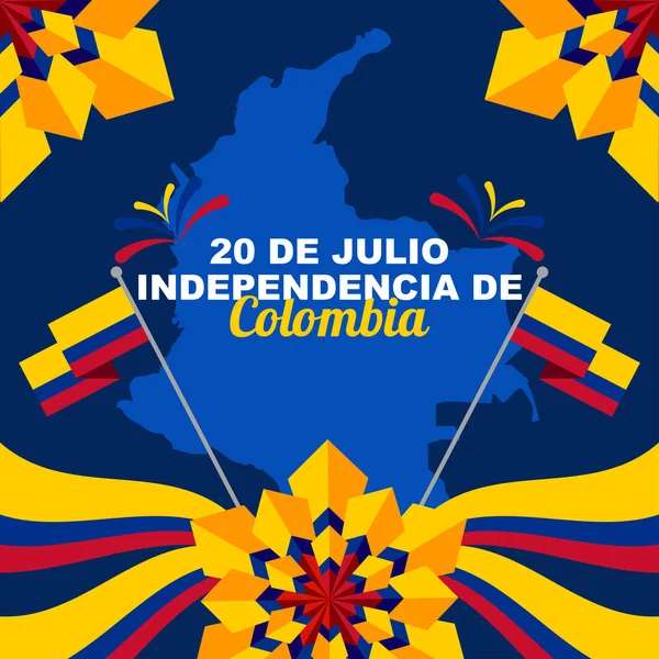 Projeto Dia Independência Colombiana Julho Celebração Dia Independência Colômbia Saudação —  Vetores de Stock