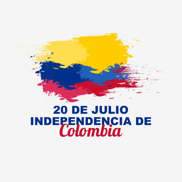 stock vector Design of Colombia independence day on 20th july, celebration greeting poster with flag decoration in brush stroke style