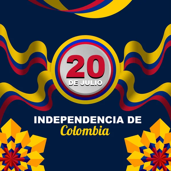 Design Colombia Independence Day 20Th July Celebration Greeting Banner Flag — Stock Vector