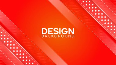 Çizgili ve yarım ton süslemeli kırmızı ve turuncu renkte modern pankart tasarımı