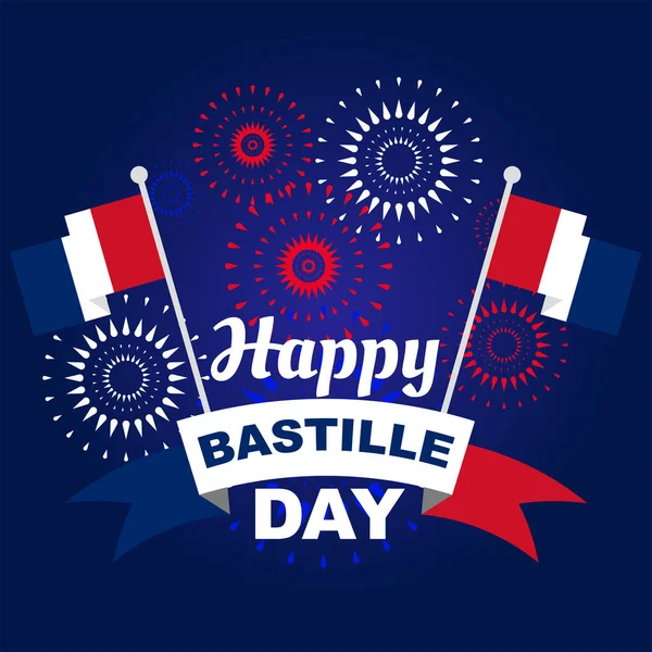 Fransa Bastille Günü Ulusal Mutlu Bayramlar Her Yıl Temmuz Kutlanır — Stok Vektör
