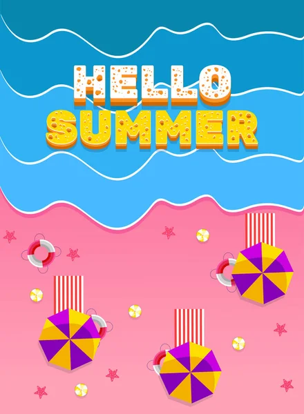 Letní Prázdniny Vertikální Banner Design Plakátu Dekorativními Deštníky Plováky Plážový — Stockový vektor