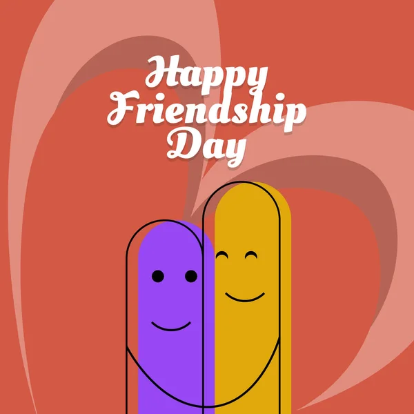 Cute Character Friendship Day Greeting Card Happy Friendship Day July — Stock Vector