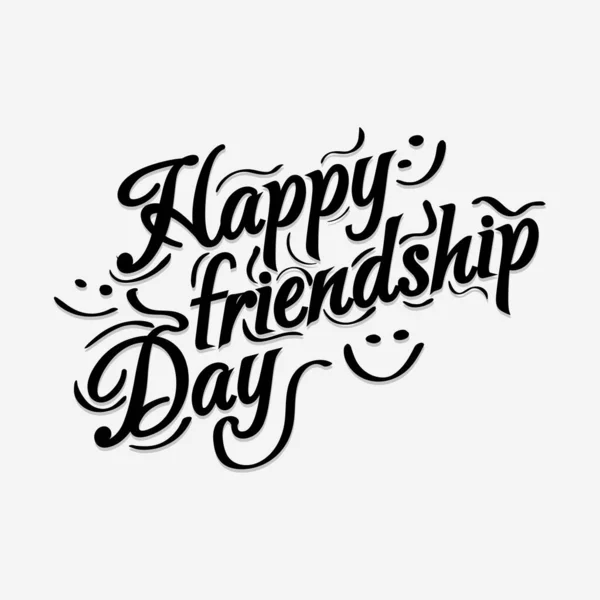 Happy Friendship Day Cute Poster Hand Written Brush Lettering Vintage — Stock Vector