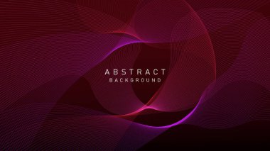 Akan dalga çizgileriyle soyut koyu kırmızı eğimli arkaplan. Modern, parlak hareket çizgileri tasarımı, afiş, poster, iniş sayfası için. vektör illüstrasyonu