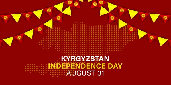 August Independence Day Kyrgyzstan Kyrgyzstan Flag Ribbon Shape National Holiday — Stock Vector