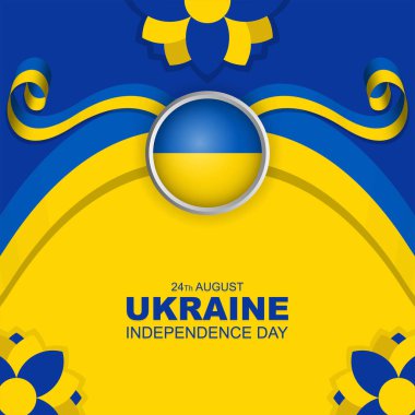 Ukrayna vektör illüstrasyonunun 24 Ağustos Bağımsızlık Günü. Tebrik kartı, poster ve afiş için uygun.