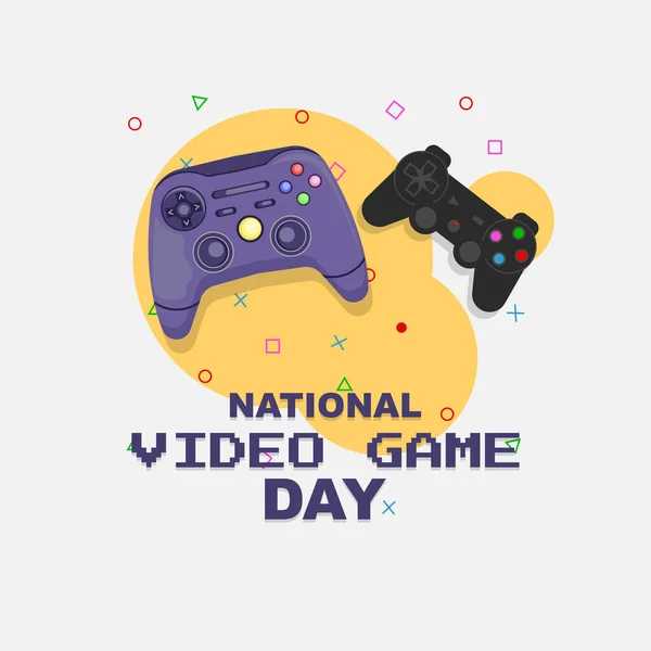 stock vector National video game day. Poster banner design with game controller on purple background. Vector illustration design.