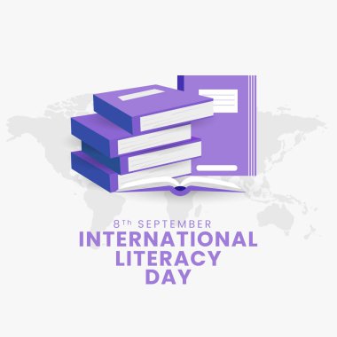 Uluslararası okur yazarlık günü vektör illüstrasyonu, 8 Eylül 'de kutlandı. Vektör karşılama poster tasarımı