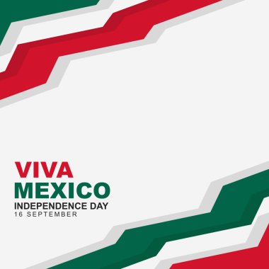 Viva Mexico Bağımsızlık Günü her yıl 16 Eylül 'de kutlanır. Bağımsızlık Günü tebrik kartı posteri. Vektör illüstrasyon tasarımı