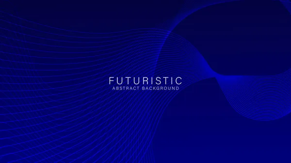 Futuristic Abstract Background Dark Blue Wavy Lines Pattern Horizontal Banner — Stock Vector