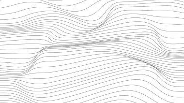 Beyaz arkaplanda dalgalı siyah çizgiler, dalgalı çizgiler desen arkaplanı. vektör illüstrasyonu