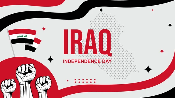 Iraq Independence Day Diseño Abstracto Banner Con Bandera Mapa Bandera Ilustración de stock