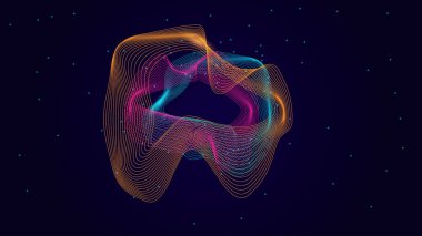 Duvar kağıdı, afiş ve el ilanı için uygun parçacıklar ve dalgalı çizgiler içeren modern soyut bir arkaplan. vektör illüstrasyonu